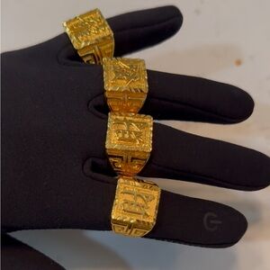 24k Asian Gold Plated Square Pattern Rings